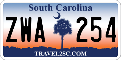 SC license plate ZWA254