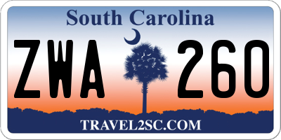 SC license plate ZWA260