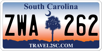 SC license plate ZWA262