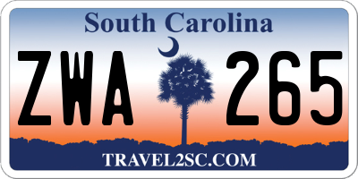 SC license plate ZWA265