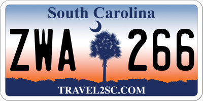 SC license plate ZWA266