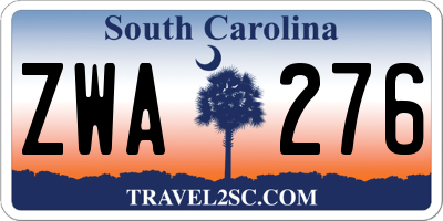 SC license plate ZWA276