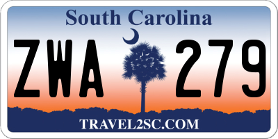 SC license plate ZWA279