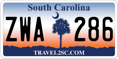 SC license plate ZWA286