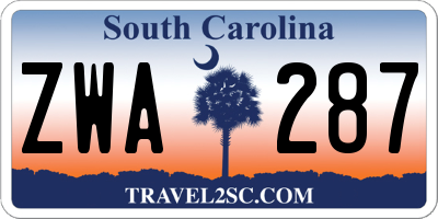 SC license plate ZWA287