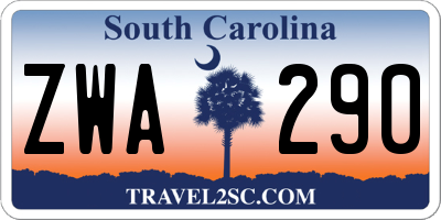 SC license plate ZWA290