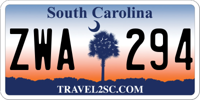 SC license plate ZWA294