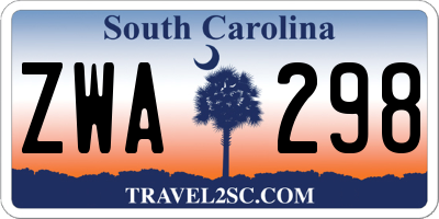 SC license plate ZWA298