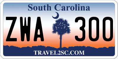 SC license plate ZWA300