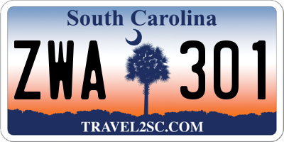 SC license plate ZWA301