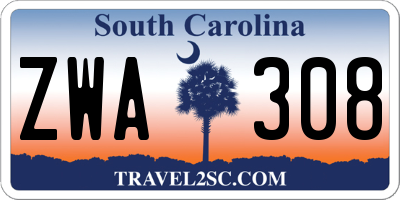 SC license plate ZWA308