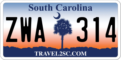SC license plate ZWA314