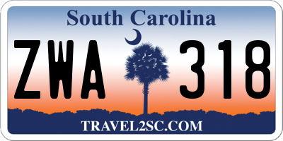 SC license plate ZWA318