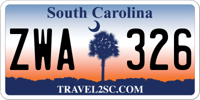 SC license plate ZWA326