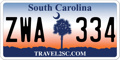 SC license plate ZWA334