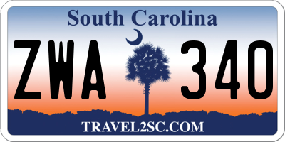 SC license plate ZWA340