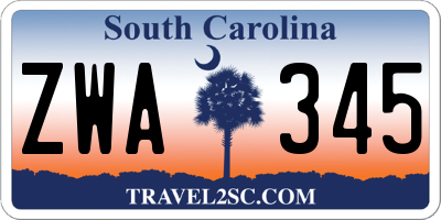 SC license plate ZWA345