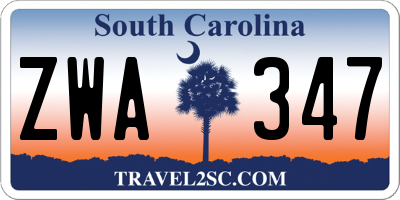 SC license plate ZWA347