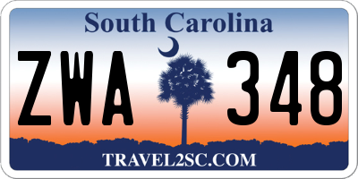 SC license plate ZWA348