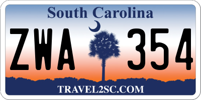 SC license plate ZWA354