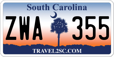 SC license plate ZWA355