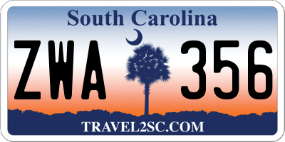 SC license plate ZWA356