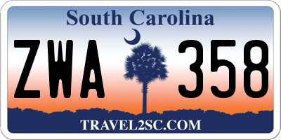 SC license plate ZWA358