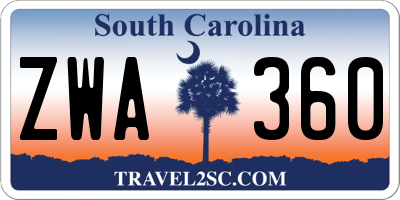 SC license plate ZWA360