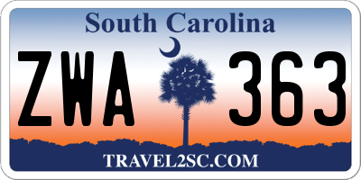SC license plate ZWA363