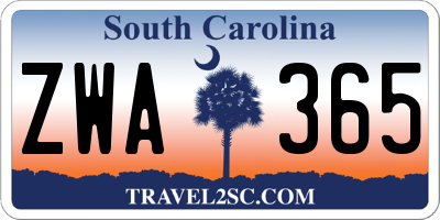 SC license plate ZWA365