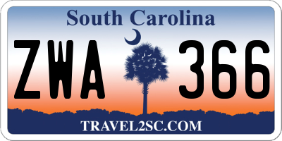 SC license plate ZWA366