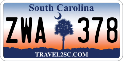 SC license plate ZWA378