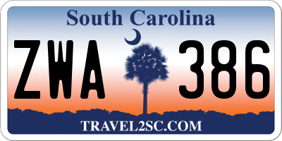 SC license plate ZWA386