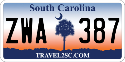 SC license plate ZWA387