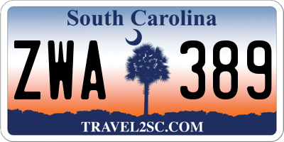 SC license plate ZWA389