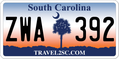 SC license plate ZWA392
