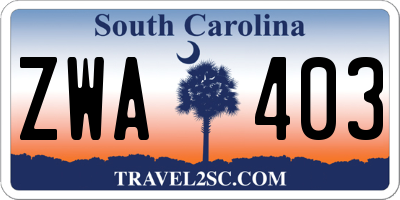 SC license plate ZWA403