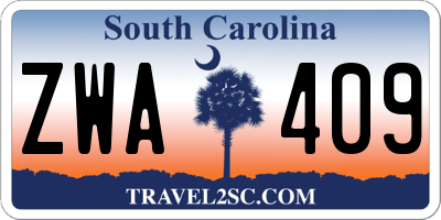 SC license plate ZWA409
