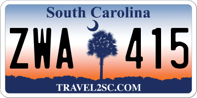 SC license plate ZWA415