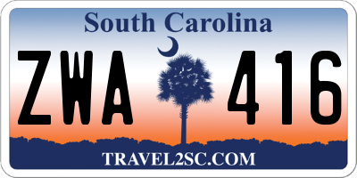 SC license plate ZWA416