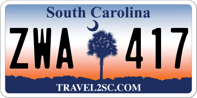 SC license plate ZWA417