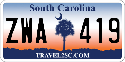 SC license plate ZWA419