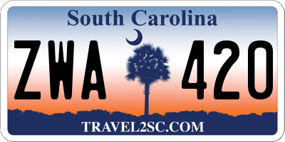 SC license plate ZWA420