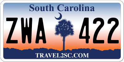 SC license plate ZWA422