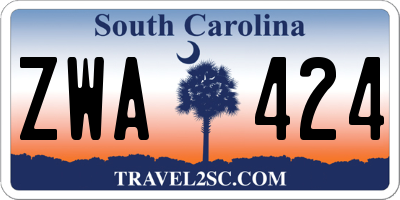 SC license plate ZWA424