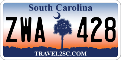 SC license plate ZWA428