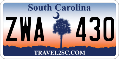 SC license plate ZWA430