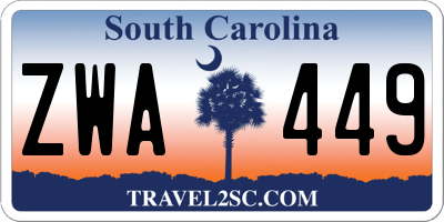 SC license plate ZWA449