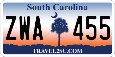 SC license plate ZWA455