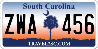 SC license plate ZWA456